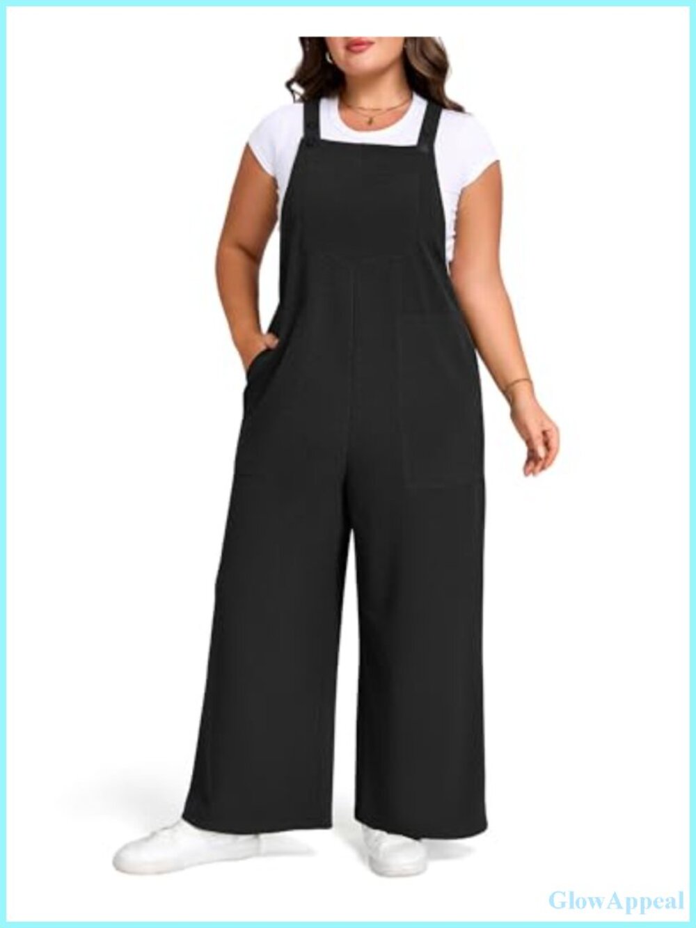 Plus Size Loose Fit Overalls Adjustable Straps with Pockets Women's Jumpsuits